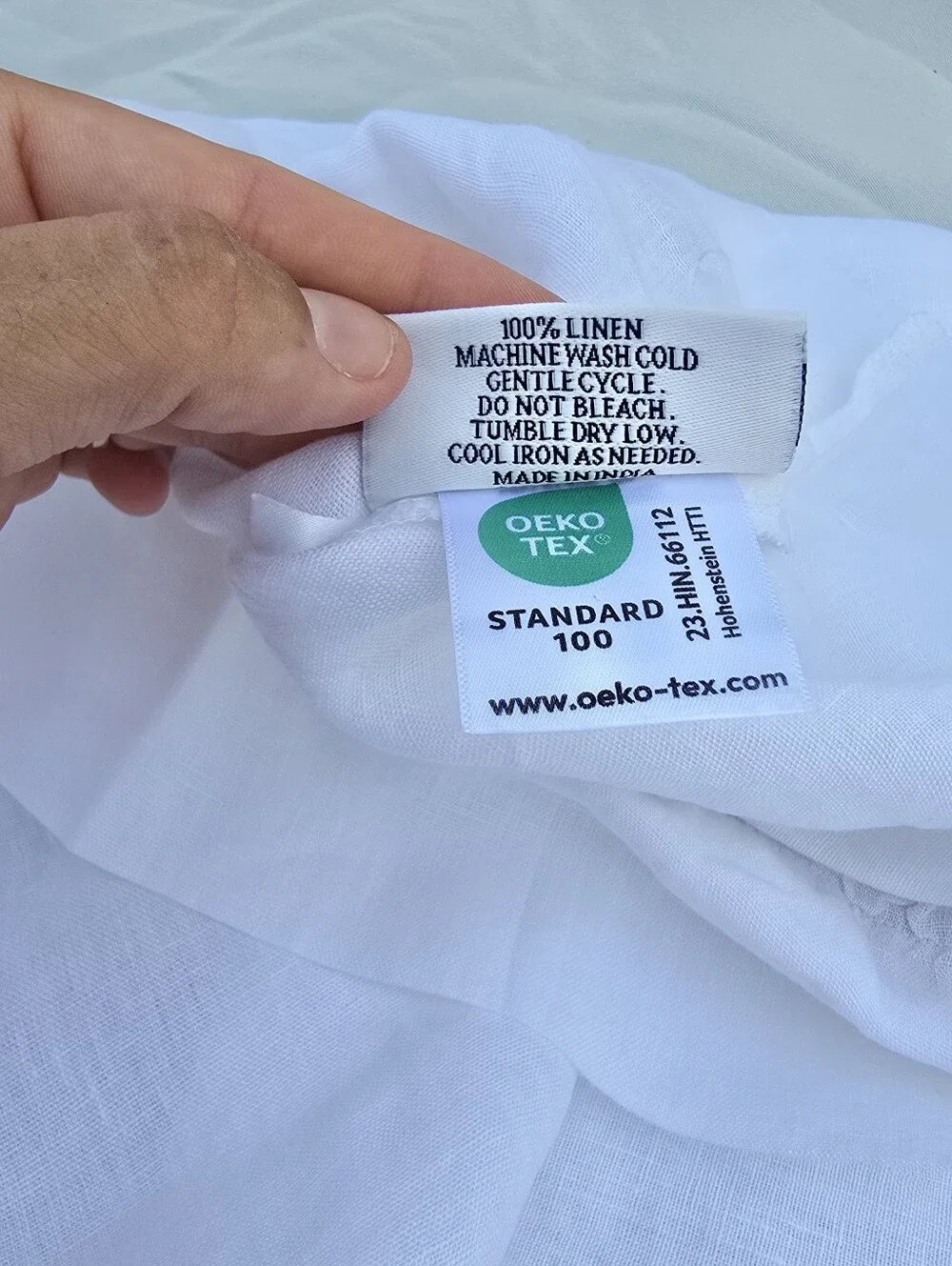 Quince Set Of 2 100% European Linen STANDARD white Toffee Piped Pillow Case